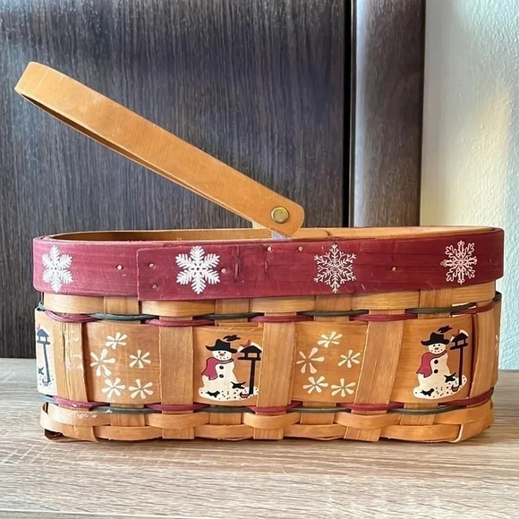 Primitive Snowman Basket Farmhouse Decor - Picture 1 of 5